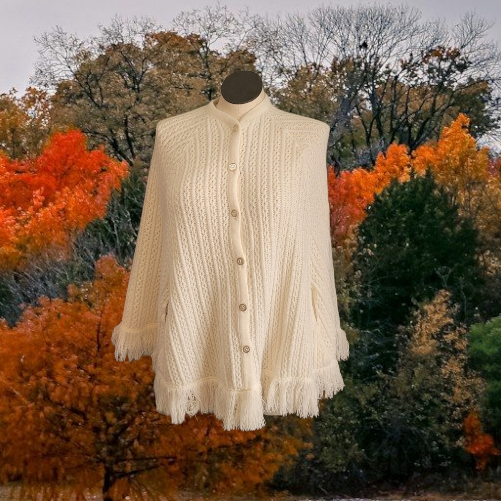 Vintage White Poncho